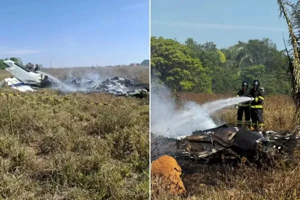 Um avião de pequeno porte caiu em uma região isolada de água boa, em mato grosso e deixou 3 mortos